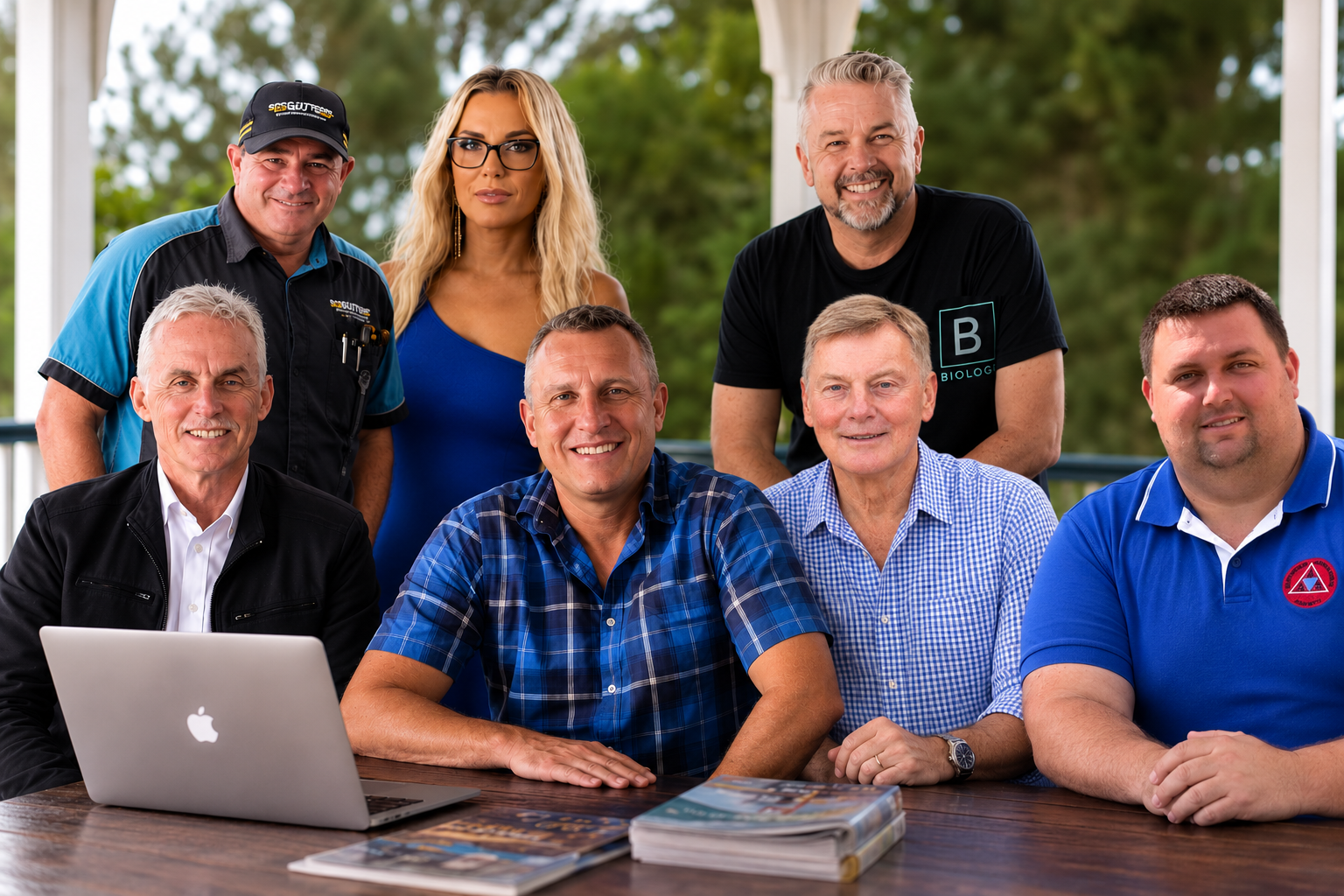 Chamber board members outside their local shops